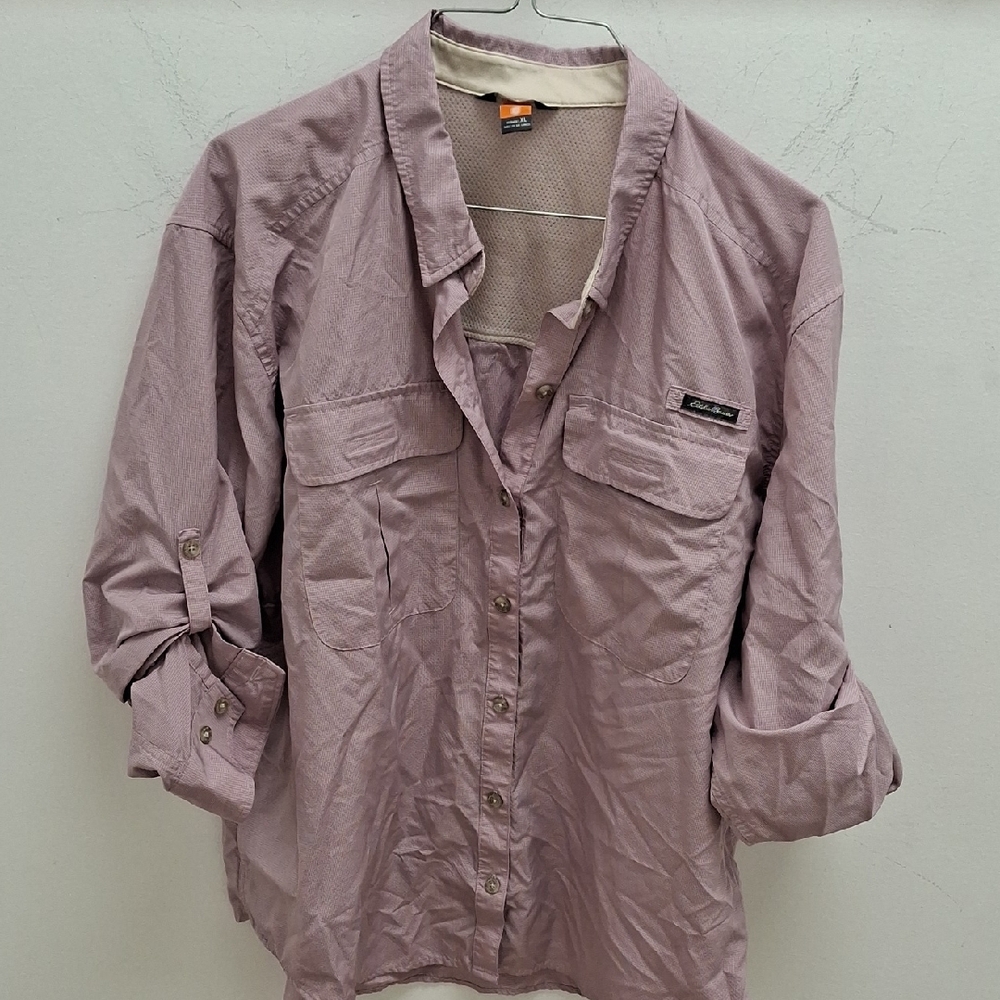 Eddie Bauer Light Purple Roll-Up Sleeve Shirt